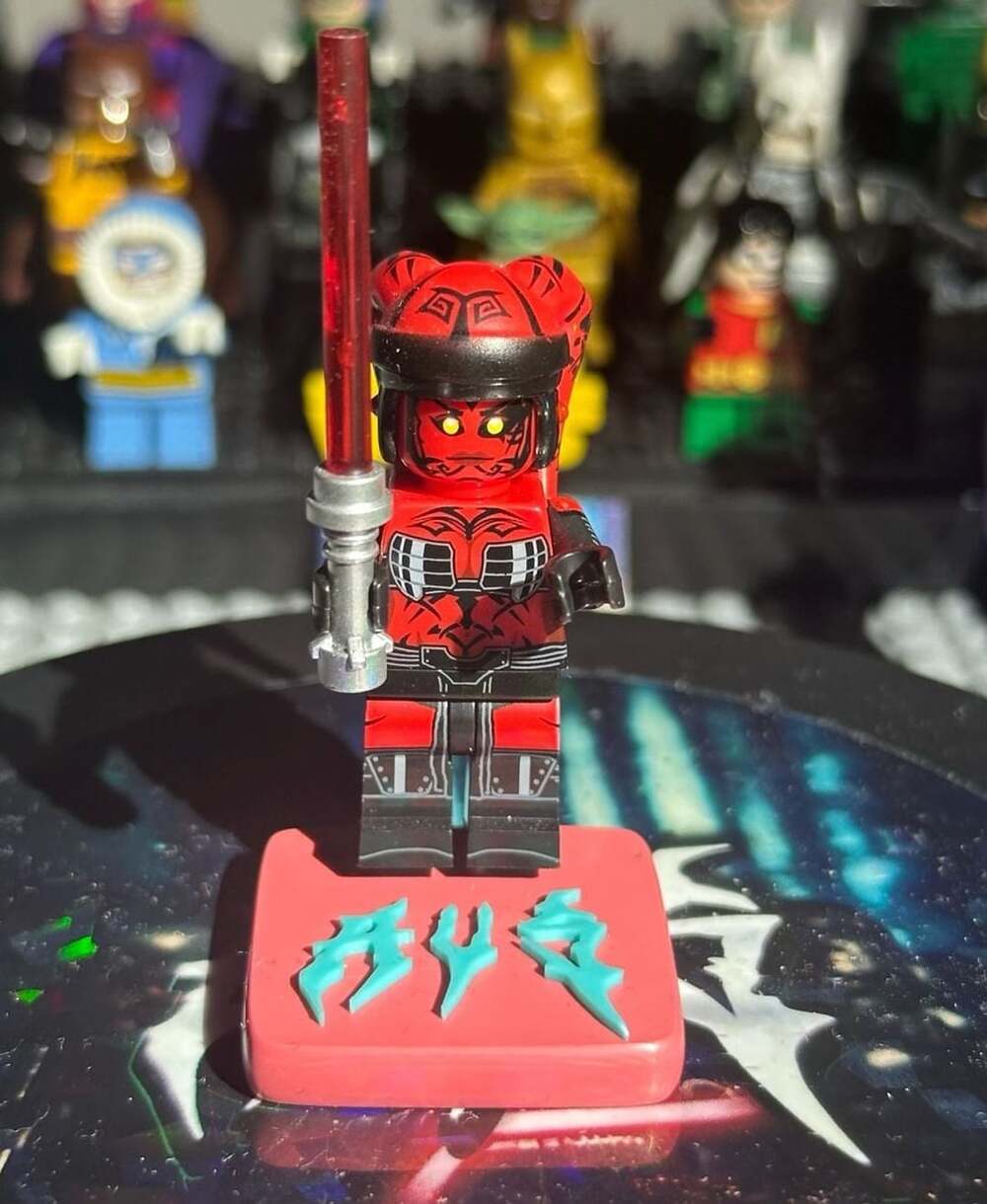 Custom Darth Talon Sith Minifigure with Lightsaber and Stand